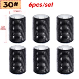 6pcs/set Aluminum Core Hair Rollers Fast Heat Self-Grip Light Thermal Ceramic Volume Styling Round Barrel Curler Black 60mm 1948
