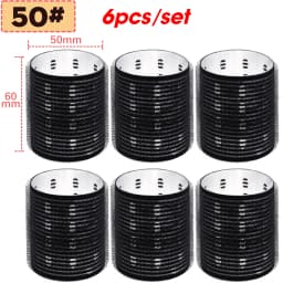 6pcs/set Aluminum Core Hair Rollers Fast Heat Self-Grip Light Thermal Ceramic Volume Styling Round Barrel Curler Black 60mm 1948