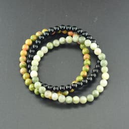 6mm White Jade Natural Stone Beads Bracelet for Women 3 Pcs/Set Howlite Obsidian Jewelry Set Minimalist Style Gift Bundle Sale