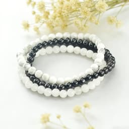 6mm White Jade Natural Stone Beads Bracelet for Women 3 Pcs/Set Howlite Obsidian Jewelry Set Minimalist Style Gift Bundle Sale