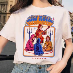 Let's Summon Demons Aesthetics T shirt Women Summer Casual Harajuku Cartoon Print Satan Short Sleeve Tops Camiseta Streetwear