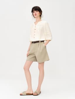 FSLE 2026 Summer Women's Linen Blend Classic Casual Shorts - Solid Color Regular Fit Versatile Bottom for Office and Daily Wear