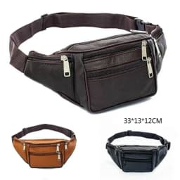 Men's Waist Pack PU Leather Bag Waist Belt Bag Male Artificial Leather Fanny Pack Fashion Luxury Small Shoulder Bags For Men