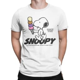Snoopy Charlie Moonlit Cycling T Shirts for Men Women Cotton Vintage T-Shirt Round Neck Tee Shirt Short Sleeve Clothing