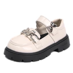 2026 Spring Autumn New Children's Leather Shoes for Girls Medium Big Kids Mary Janes Classic Fashion with Metal Butterfly Buckle