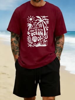 Find Me In The Ocean Print 18 Color T Shirt Hip Hop All-Match Man T-Shirts Comfy Cotton Clothing O-Neck Loose Unisex Streetwear