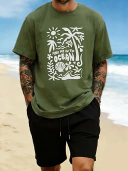 Find Me In The Ocean Print 18 Color T Shirt Hip Hop All-Match Man T-Shirts Comfy Cotton Clothing O-Neck Loose Unisex Streetwear