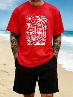 Find Me In The Ocean Print 18 Color T Shirt Hip Hop All-Match Man T-Shirts Comfy Cotton Clothing O-Neck Loose Unisex Streetwear