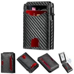 Rfid Blocking Pop-Up Wallet Card Holder | Quick Access to Document Holder | Security and Anti-Theft Design Credit Card Holder Multi-Functional Card Holder