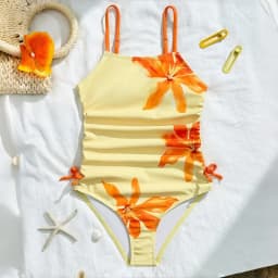2026 Teen Girls' One Piece Swimsuit with Flower Print Cute Baby Girl's Swimwear For Vacation and Outings Junior Bathing Suit
