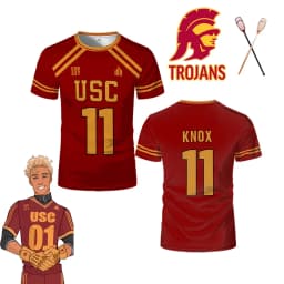 All For the Game The Foxhole Court Lacrosse Hockey Jersey USC Trojans Cosplay Uniform Men's Breathable Sports T-shirt Kids Tops