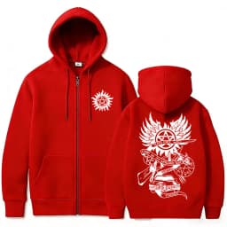 Supernatural Merch Zipper Hoodie Men Women Gothic Rock Oversized Zip Up Jacket Male Casual Retro Fleece Cotton Zip Up Sweatshirt