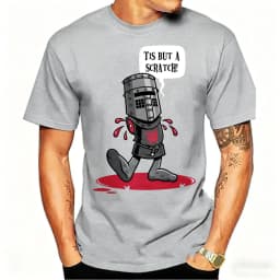 Monty Python Black Knight T-Shirt Men 'Tis But A Scratch Funny Graphic Tee Casual Cotton Short Sleeve Top British Comedy Gift