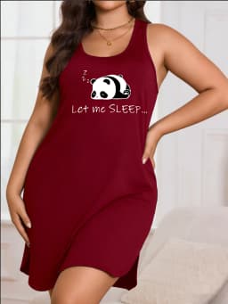 Women's Sleeveless Panda Print Dress - Lightweight Stretch Round-Neck Casual Summer Wear, Machine Washable