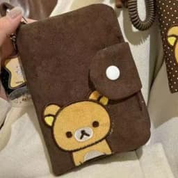 New Original Embroidered Cartoon Bear Passport Bag Versatile Large-capacity Document Storage Bag Portable Travel Cute Coin Purse