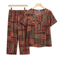 Casual Ice Silk Suit Loose Large Size Suit Short-sleeved Top Loose Two-piece Suit Plus Size Summer Outfits Pijamas Feminino