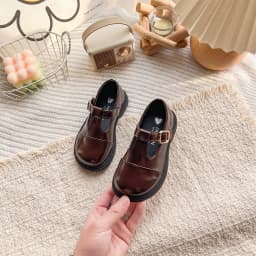 Spring Girl's Leather Shoes Sewing Hook-loop Daily Chic Kid's Flat Shoe Black Brown Anti-slip Glossy School Children Shoes 7-12Y