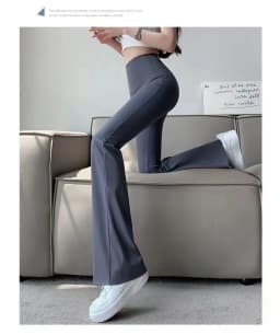 Women Bell Bottom Slim High Waist Solid Sexy Shark Flare Pants Fashion Casual Streetwear High Elastic Butt Lift Skinny Leggings
