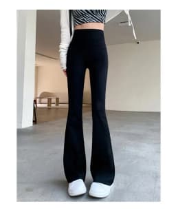 Women Bell Bottom Slim High Waist Solid Sexy Shark Flare Pants Fashion Casual Streetwear High Elastic Butt Lift Skinny Leggings