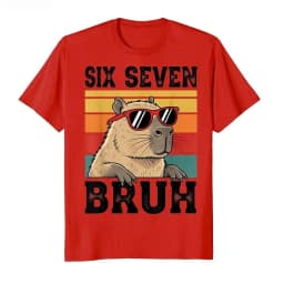 Six Seven Bruh Meme Funny Capybara T-shirt For Women Short Sleeve Tops Summer Short Sleeved Harajuku Streetwear Tops Tees