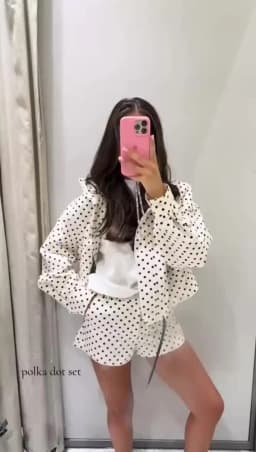 HH Polka Dot Shorts Sets For Women 2026 Trend Outfits Long Sleeve Zipper Turtleneck Jacket Coat Spring Woman Elegant 2 Piece Set