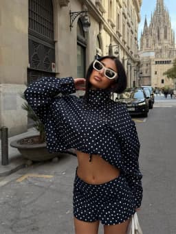 HH Polka Dot Shorts Sets For Women 2026 Trend Outfits Long Sleeve Zipper Turtleneck Jacket Coat Spring Woman Elegant 2 Piece Set