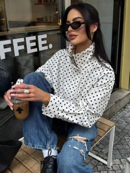 HH Polka Dot Shorts Sets For Women 2026 Trend Outfits Long Sleeve Zipper Turtleneck Jacket Coat Spring Woman Elegant 2 Piece Set