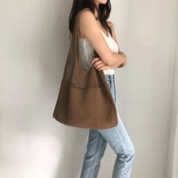 2026 New Women's Knit Shoulder Bag Solid Color Polyester Large Capacity Casual Vintage Tote Bag Reusable Shopping Travel Handbag