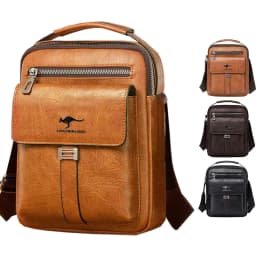 Compact Men's Leather Crossbody Bag, Lightweight Shoulder Bag with Multiple Pockets, Ideal for Travel and Commute Rugged Men's