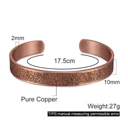 Vinterly Pure Copper Bracelets Women Men Unisex 10mm Adjustable Cuff Bangles Female Resizable Jewelry Soft Solid Copper Vintage