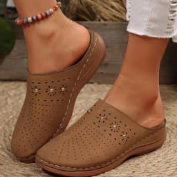 2026 New Fashion Women Slippers Summer Shoes Woman Split Leather Hollows Sandals Breathable Baotou Slippers Big Size 36-43
