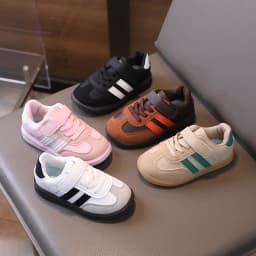 Classic Retro Children's Tennis Shoes Stripe Patchwork Boys Girls School Sneakers Causal Non-slip Daily Wear Kids Sports Shoes