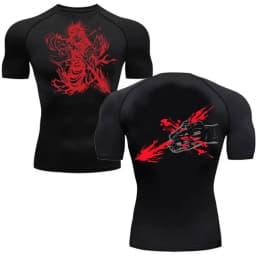 Men's Summer Fitness Gym Sports Running T-Shirt Hot Selling Anime Jujutsu Kaisen Gojo Satoru Compression Shirt Short Sleeve