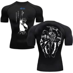 Men's Summer Fitness Gym Sports Running T-Shirt Hot Selling Anime Jujutsu Kaisen Gojo Satoru Compression Shirt Short Sleeve