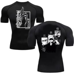 Men's Summer Fitness Gym Sports Running T-Shirt Hot Selling Anime Jujutsu Kaisen Gojo Satoru Compression Shirt Short Sleeve