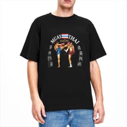 Vintage Muay Thai Training & Gym T-Shirt for Men Crew Neck Cotton T Shirt Short Sleeve Tee Shirt Summer Clothes