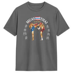 Vintage Muay Thai Training & Gym T-Shirt for Men Crew Neck Cotton T Shirt Short Sleeve Tee Shirt Summer Clothes