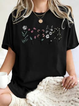 All Kinds Of Beautiful Flowers Printed T-Shirt Women Cotton Loose T Shirts All-Match Summer Clothing Comfortable Y2K Streetwear