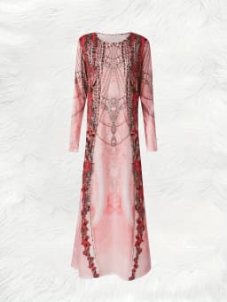 Long Sleeve Maxi Dress Ethnic Print Boho A Line Casual Summer Autumn Women Dress Flowy Comfortable Lightweight Everyday
