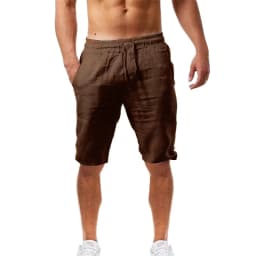 2026 Summer Men's Shorts Cotton Linen Casual Bermudas Men Classic Breathable short pants Solid Color Clothing Beach Shorts Male