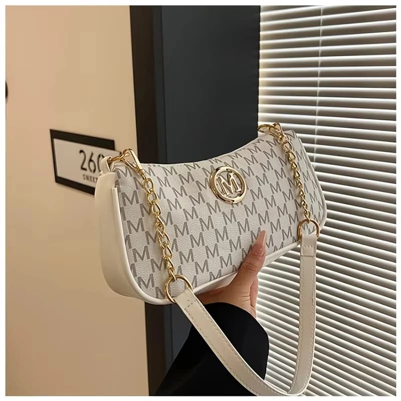 Trendy Women's Commuter Shoulder Bag with Belt Decoration Retro Underarm Handbag
