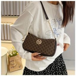 Trendy Women's Commuter Shoulder Bag with Belt Decoration Retro Underarm Handbag