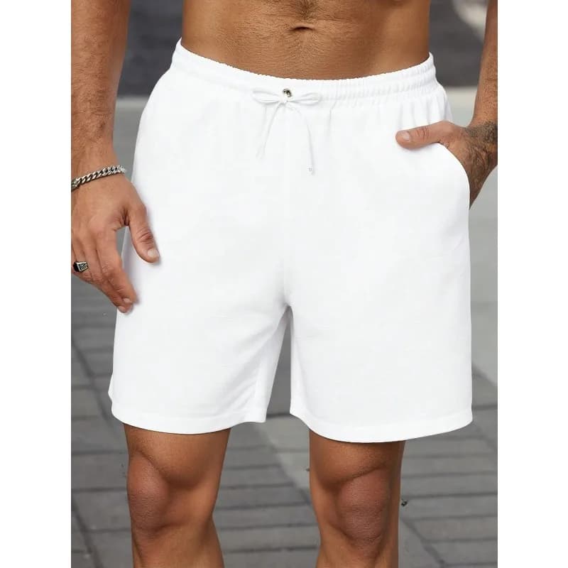 Men's Solid Color Drawstring Waist Casual Versatile Shorts Summer New Y2K Unisex Sports Streetwear