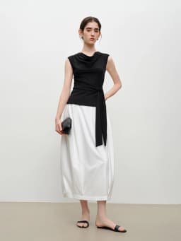 ZIQIAO 2026 Summer Women's Draped Neck Sleeveless Knit Top - Elegant Textured Design Casual Blouse for Daily and Summer Wear
