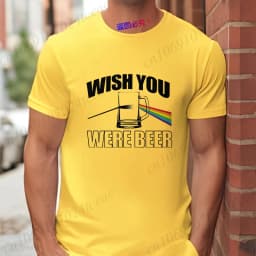 Men's Funny T-Shirt 'Wish You Were Beer', Rainbow Prism Beer Glass Print Tee, Summer Short Sleeve Y2k Tops for Drinking Party