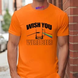 Men's Funny T-Shirt 'Wish You Were Beer', Rainbow Prism Beer Glass Print Tee, Summer Short Sleeve Y2k Tops for Drinking Party