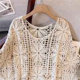 Daisy Crochet Lace Top Batwing Sleeve Hollow-out Floral Openwork Knit Blouse Women Beach Cover-up Spring Summer 2026 Boho