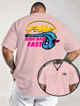 2026 Summer New American Motorcycle Fmf Interesting Exhaust Pipe T-shirt "ride Bad Fast" Knitted Fabric Fresh and Comfortable