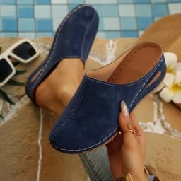 Women's Casual Wedge Mules Comfortable Open Back Slip-On Wedges Shoes for Women Sandals with Arch Support Comfortable Sandals