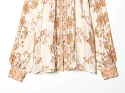European and American style new women's fashion retro positioning printed pleated decoration single breasted top